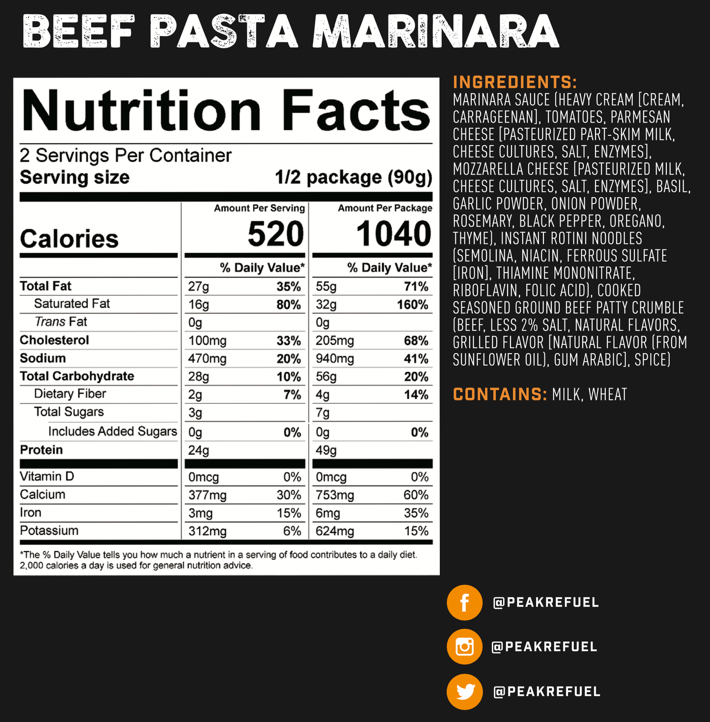 PEAK MEALS BEEF PASTA MARINARA image 3