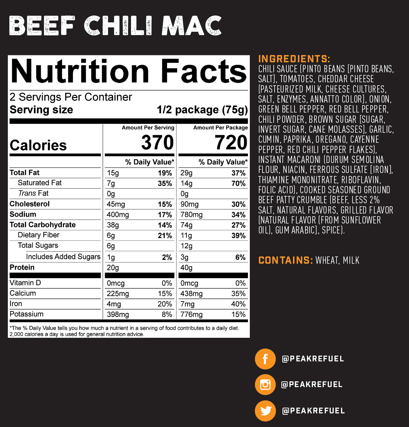 PEAK MEALS BEEF CHILI MAC image 3