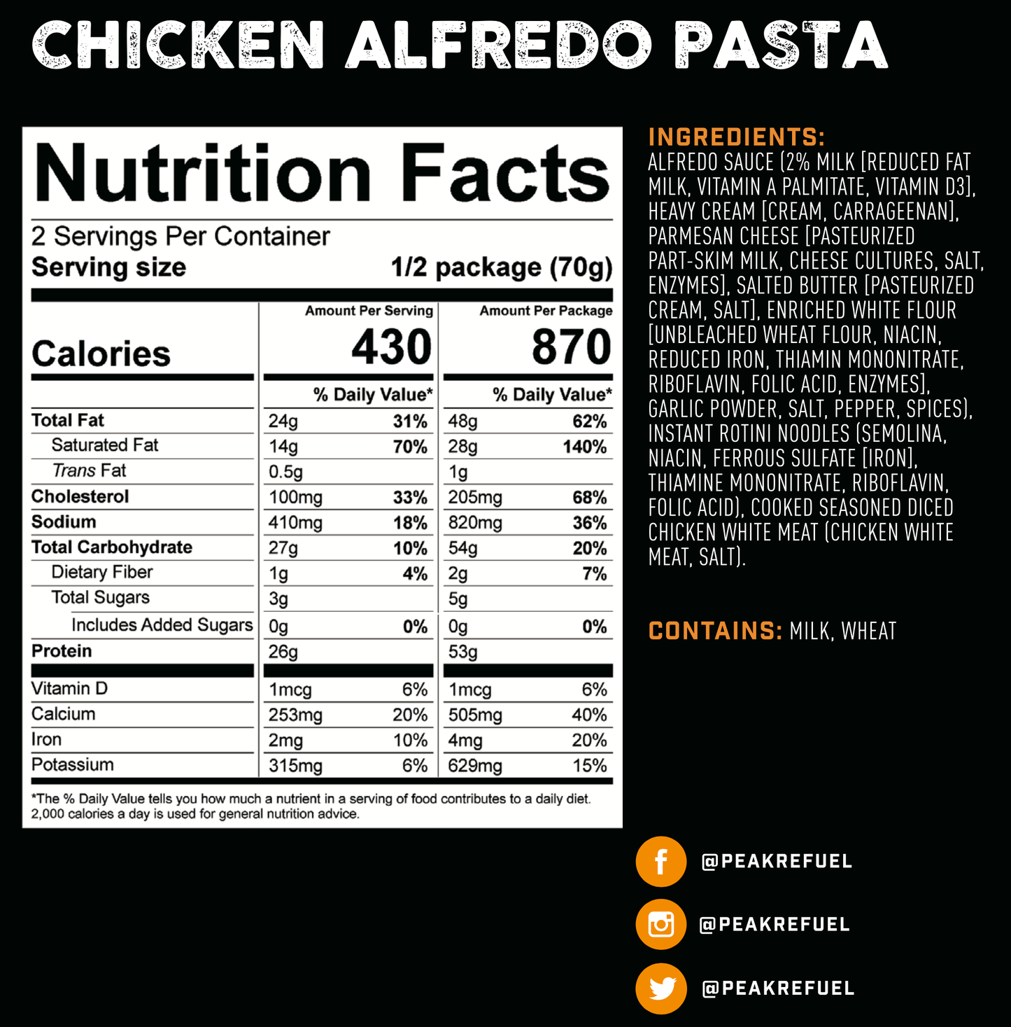 PEAK MEAL CHICKEN ALFREDO image 1